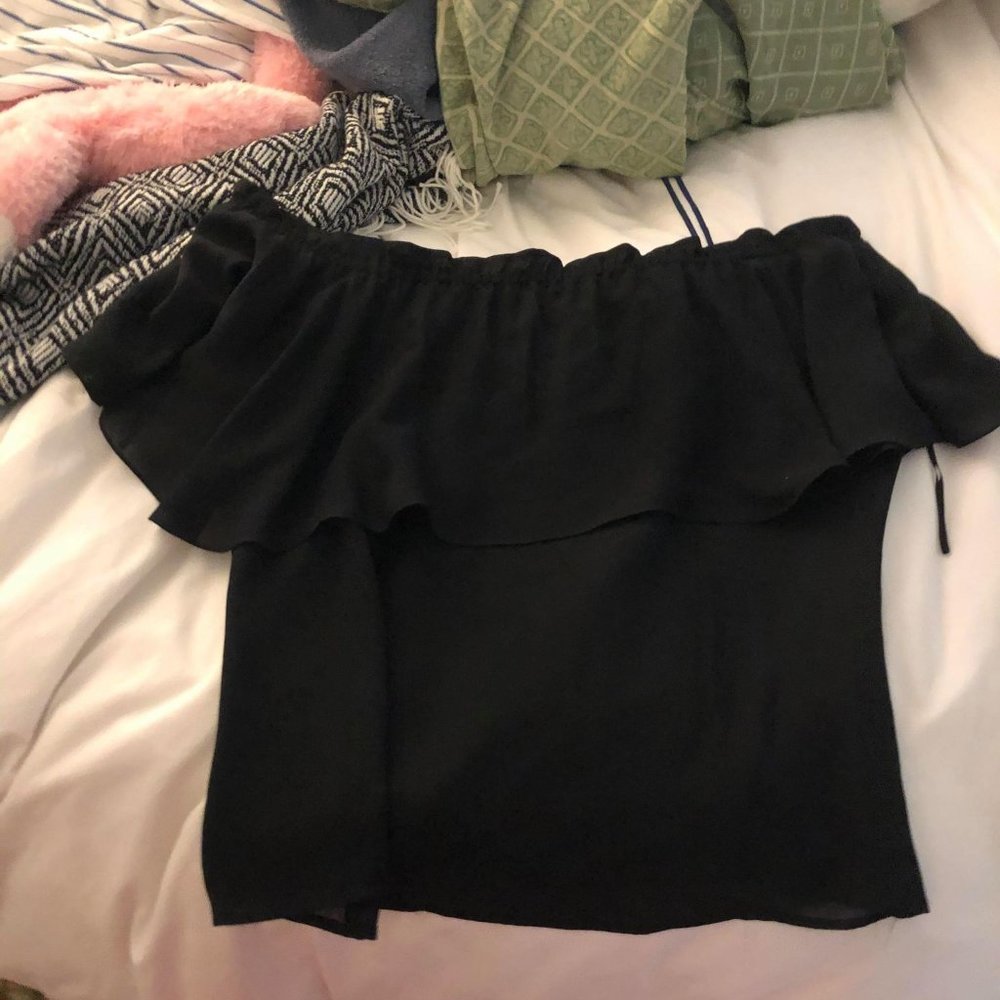 Black Chiffon Off the Shoulder blouse